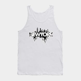 Artistic NewYork Skyline Design with Paint Smudges Tank Top